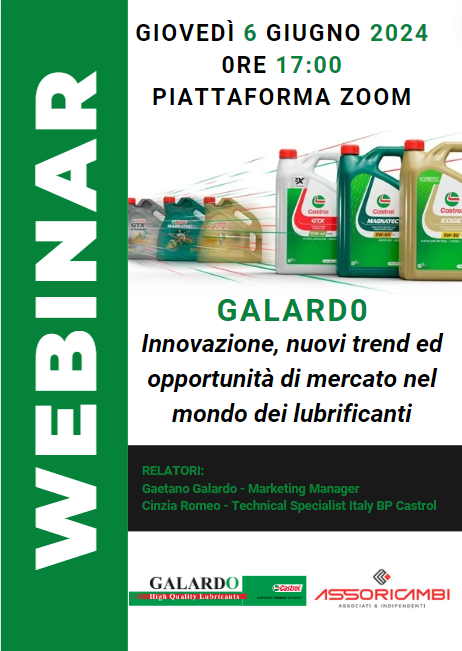 WEBINAR GALARDO: Innovazione, nuovi trend ed opportunit� di mercato nel mondo dei lubrificanti